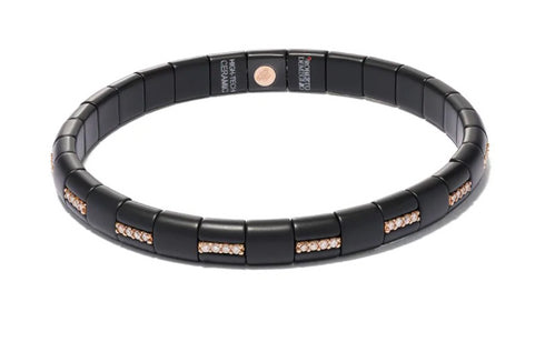 18kt rose gold, diamond and black ceramic Domino bracelet
